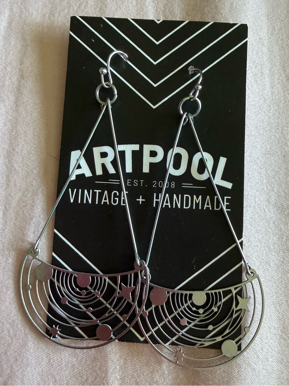 ARTPOOL Silver Celestial Handmade Cosmic Stars Planet Drop Earrings